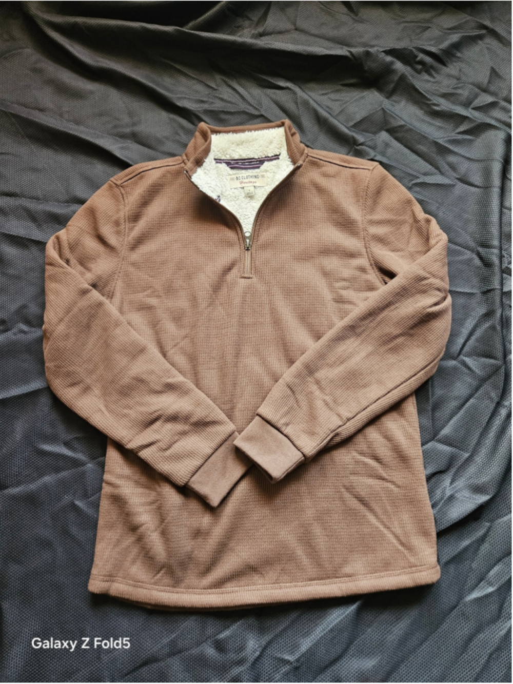 Men's BC Clothing Heritage Zip Up Sweater Size S Brown